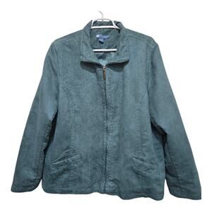 KORET Women’s XL Teal Suede-Like Quilted Zip Jacket